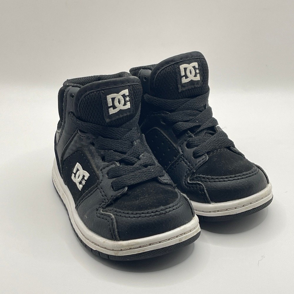 DC Shoes Spartan High RS Toddler Sneakers Black White Leather High Top Size 5C